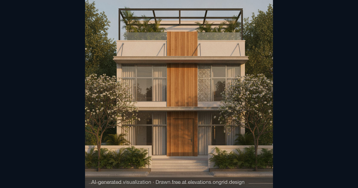 Elevation render by Satyam, on the Ongrid Design community wall
