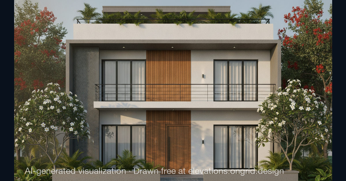 Elevation render by Abhishek, on the Ongrid Design community wall